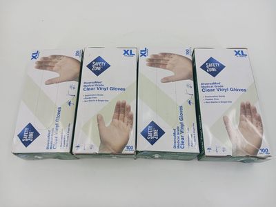 400 XL Safety Zone Clear Vinyl Gloves.