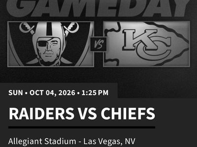 Raiders Tickets, Sec 202, Row 1.