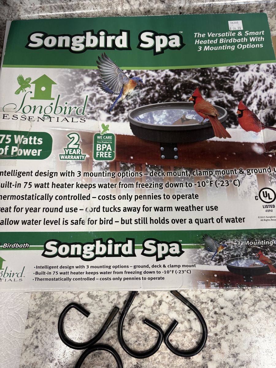 Songbird Essentials Songbird Spa Heated Birdbath with 3 Mounting Options
