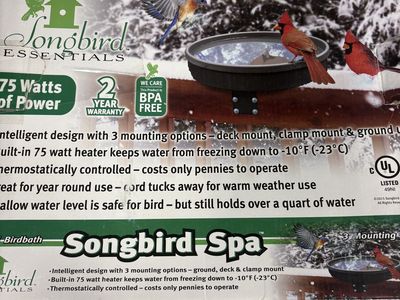 Songbird Essentials Songbird Spa Heated Birdbath with 3 Mounting Options