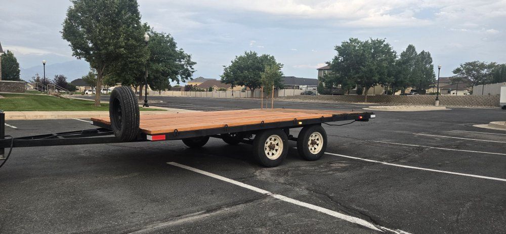 Dual Axle Flatbed Utility Trailer with Wood Decking