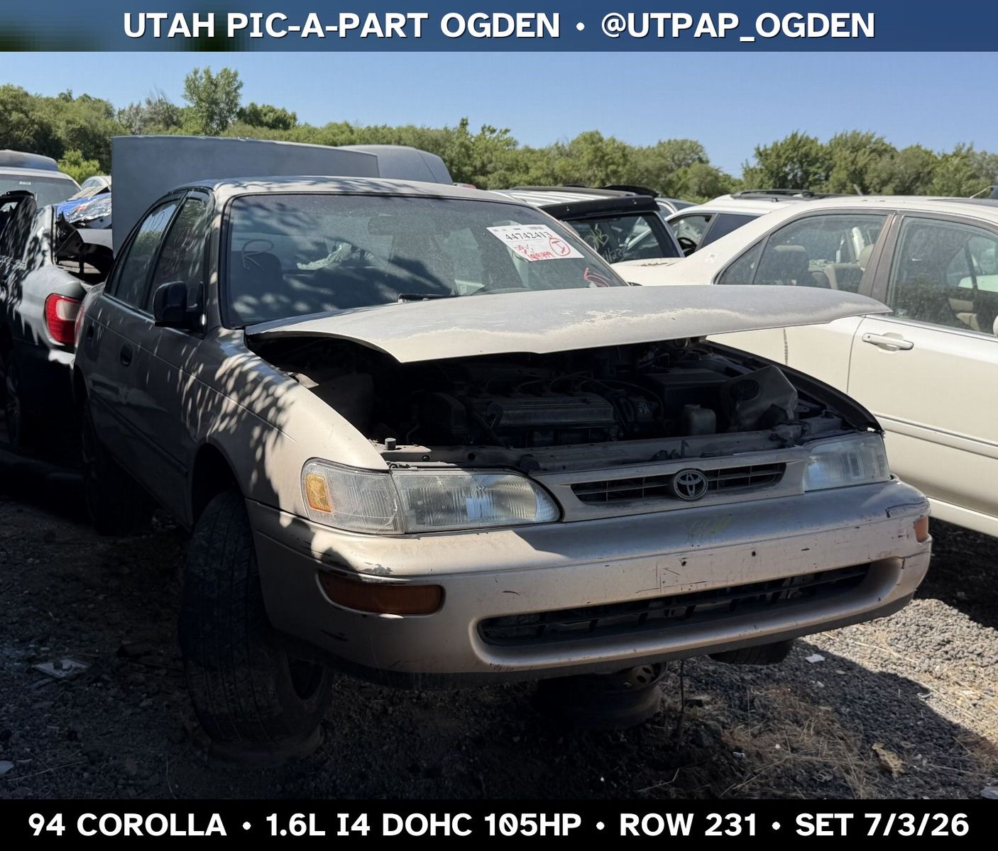 1994 Toyota Corolla Parts - UTPAP Ogden