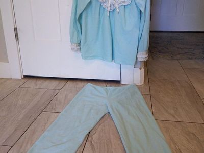 Vintage Light Blue Ashley Taylor Women's Pajama Set with Lace Trim - Size Small