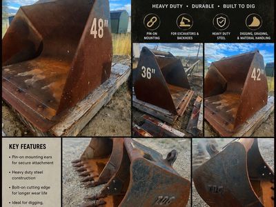 Heavy Duty Excavator Pin-On Bucket - Available in 36", 42", and 48" for Excavators & Backhoes
