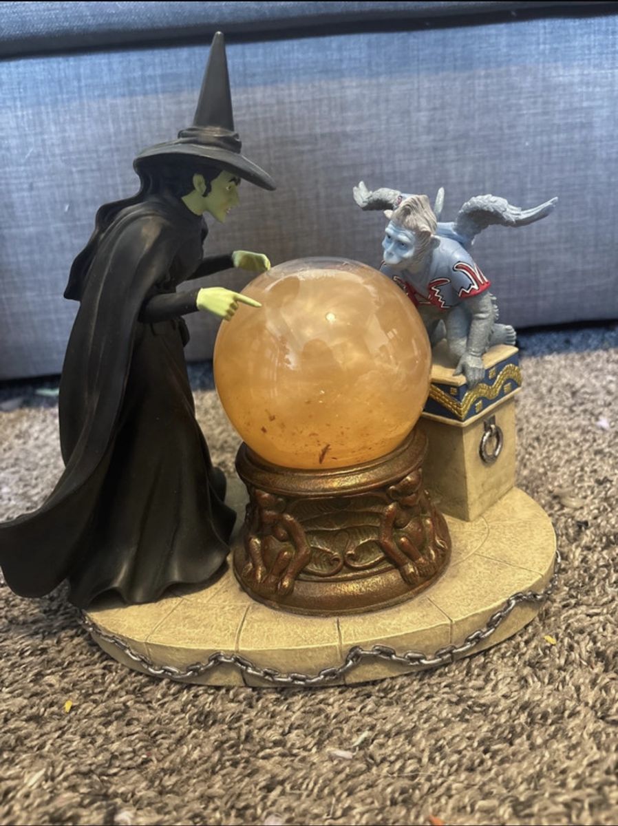Wizard of Oz Wicked Witch with Crystal Ball and Flying Monkey Figurine