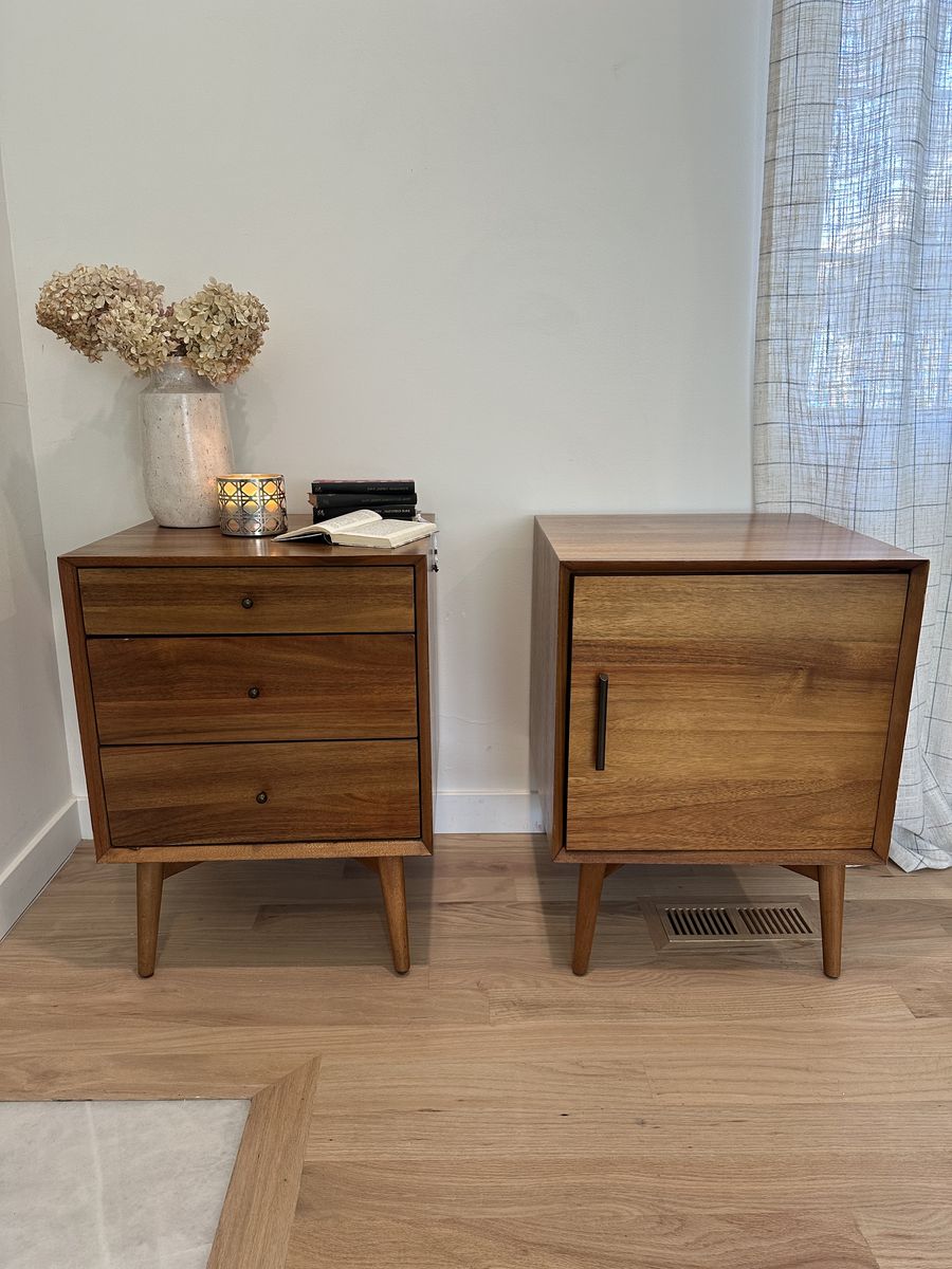 West Elm Mid - Century Modern Nightstands Pair