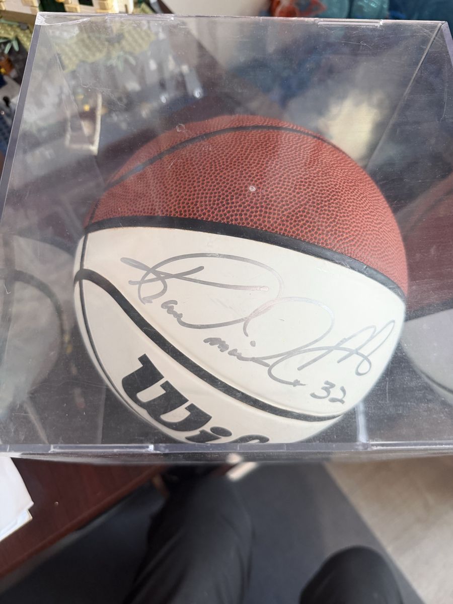 Autographed Karl Malone Basketball #32 in Clear Display Case