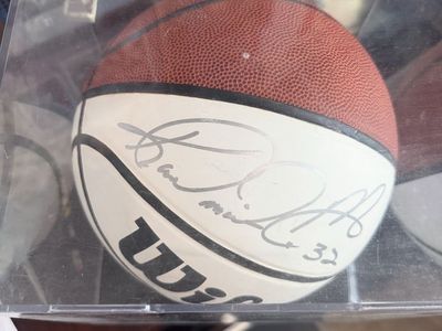 Autographed Karl Malone Basketball #32 in Clear Display Case