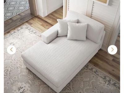 DreamsIdea CS0007 Beige Corduroy Polyester Left Arm Facing Sectional Chaise Lounge
