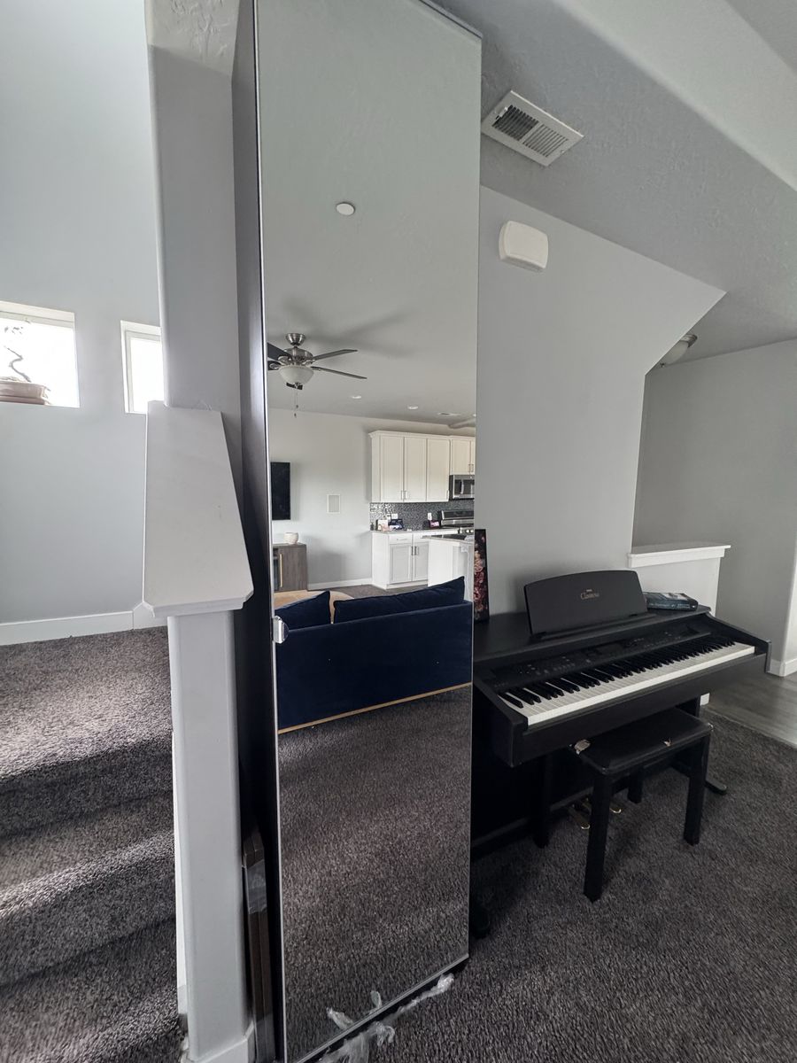 Full Length Mirrored Storage Cabinet / Wardrobe with Dark Finish