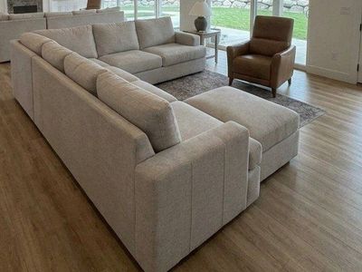 Large Light Beige Sectional Sofa with Chaise