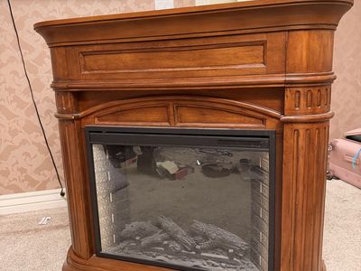 Traditional Wood Mantel Electric Fireplace with Faux Log Insert