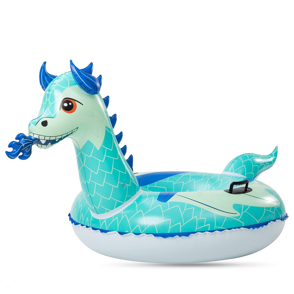 Fun Dragon Themed Inflatable Snow Tube Sled, 47" - Easy to Inflate with Super Grip Handles
