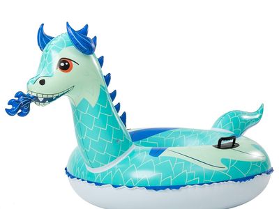 Fun Dragon Themed Inflatable Snow Tube Sled, 47" - Easy to Inflate with Super Grip Handles
