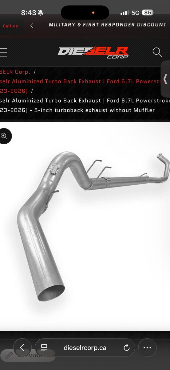 Dieselr Aluminized 5-inch Turboback Exhaust for Ford 6.7L Powerstroke (2023-2026)