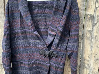 Lauren Ralph Lauren Fair Isle Southwestern Wrap Cardigan Sweater Purple L