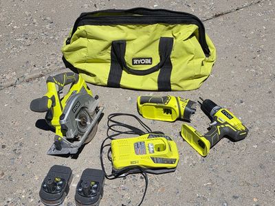 Ryobi 18V ONE+ Kit — Drill, Circular Saw, Work Light, Charger, Bag