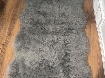Paw.com Faux Fur memory foam Dog Bed - Charcoal Grey 72"L x 28"W