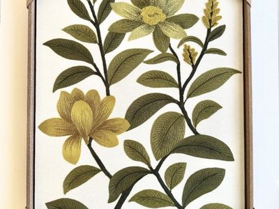New Home Textile Embroidered Woven Wall Art Botanical Green Leave Decor 18x26”