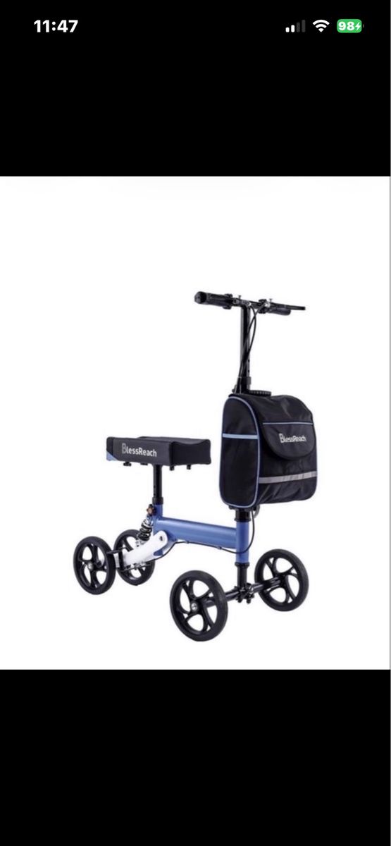 Brand New Nd Fully Assembled and Height Adjustable Post Surgery Knee Scooter With Shock Absorber. Replaces Crutches WB-2105