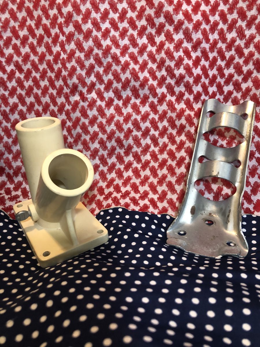 2 Flag Pole Holders – Metal & Plastic – Great for Home, Porch, or RV