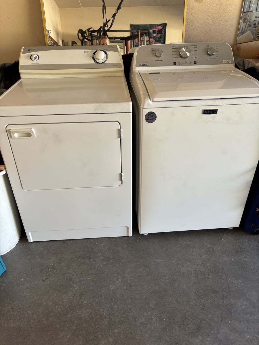 Maytag Top-Load Washer and Front-Load Electric Dryer Set - White
