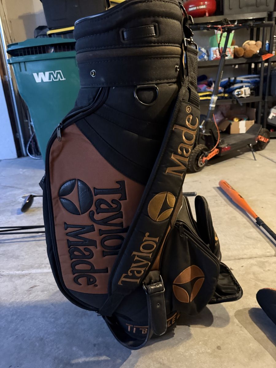 TaylorMade Golf Bag with "Woods" - Black & Brown Cart/Stand Bag
