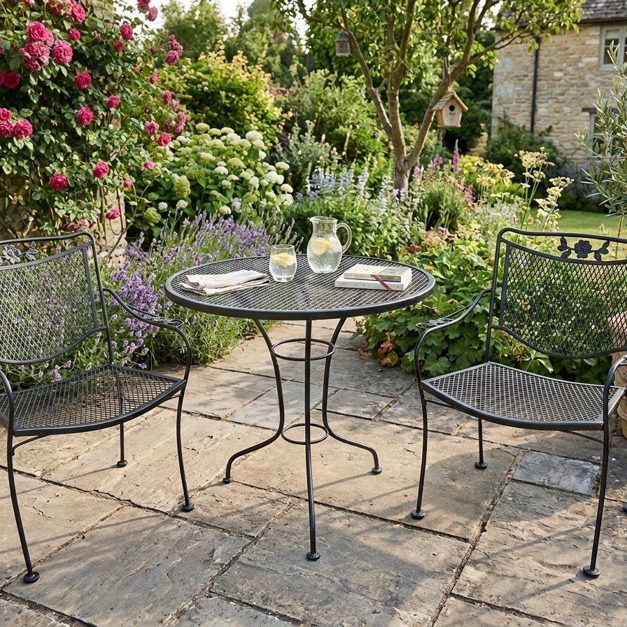 Vintage Black Wrought Iron Patio | Bistro Set