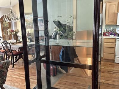 Large solid oak Display Cabinet with Glass Shelve and Lighting - Perfect for Collectibles