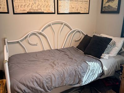 White Metal Daybed Frame with Scrollwork Design