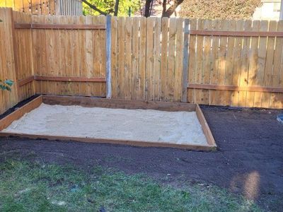Large Wooden Sandbox Frame with Sand, Outdoor Play Area