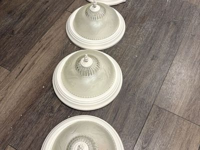 4x White Frosted Glass Flush Mount Ceiling Light Fixtures with Floral Design