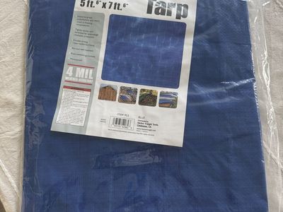 HFT 5'6" x 7'6" Blue Light-Duty Weather-Resistant Tarp 4 Mil