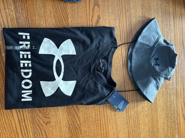 Brand New Under Armour Bucket Hat and Freedom Tee