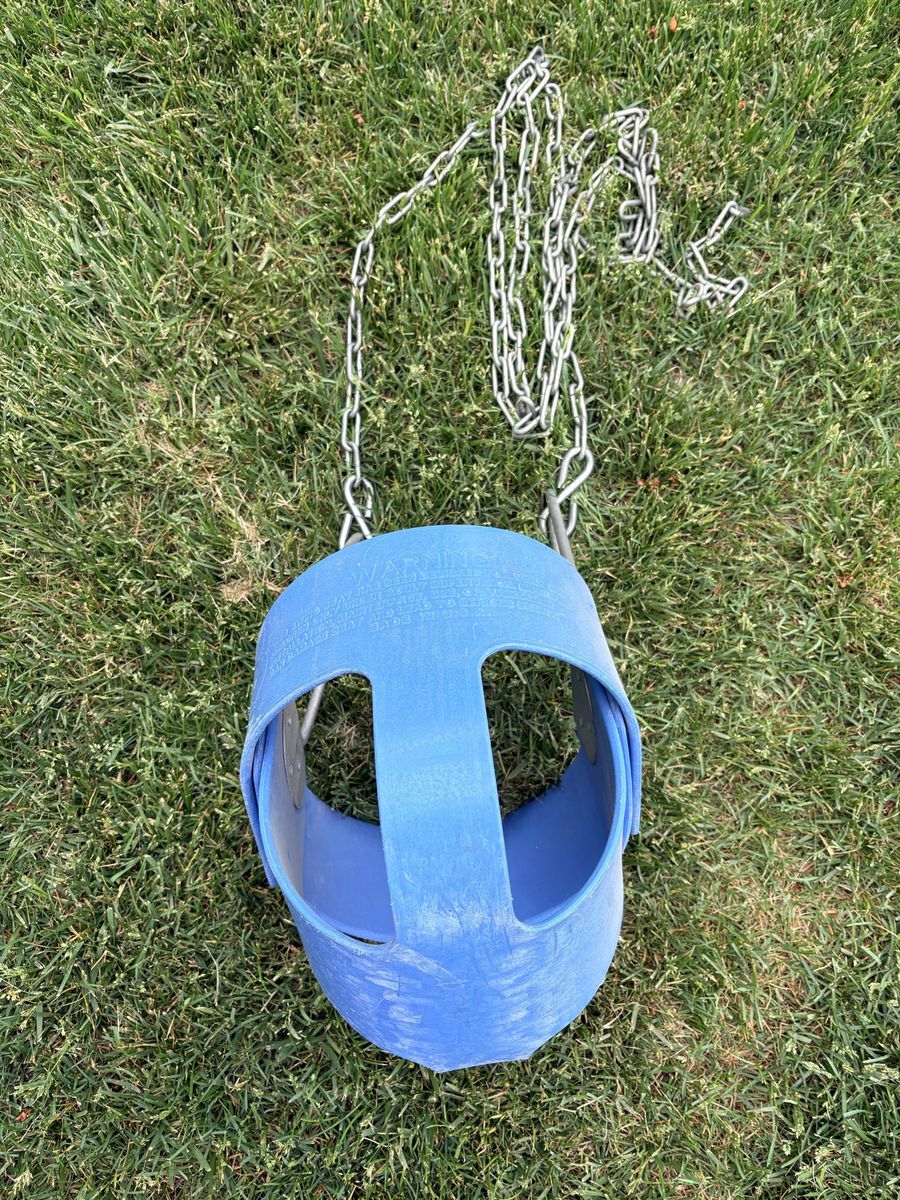 Blue Full Bucket Toddler Swing Seat w/ Chains - Playground Ready