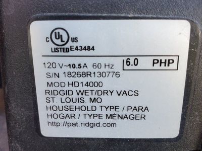 Shop Vac Ridgid Wet/Dry