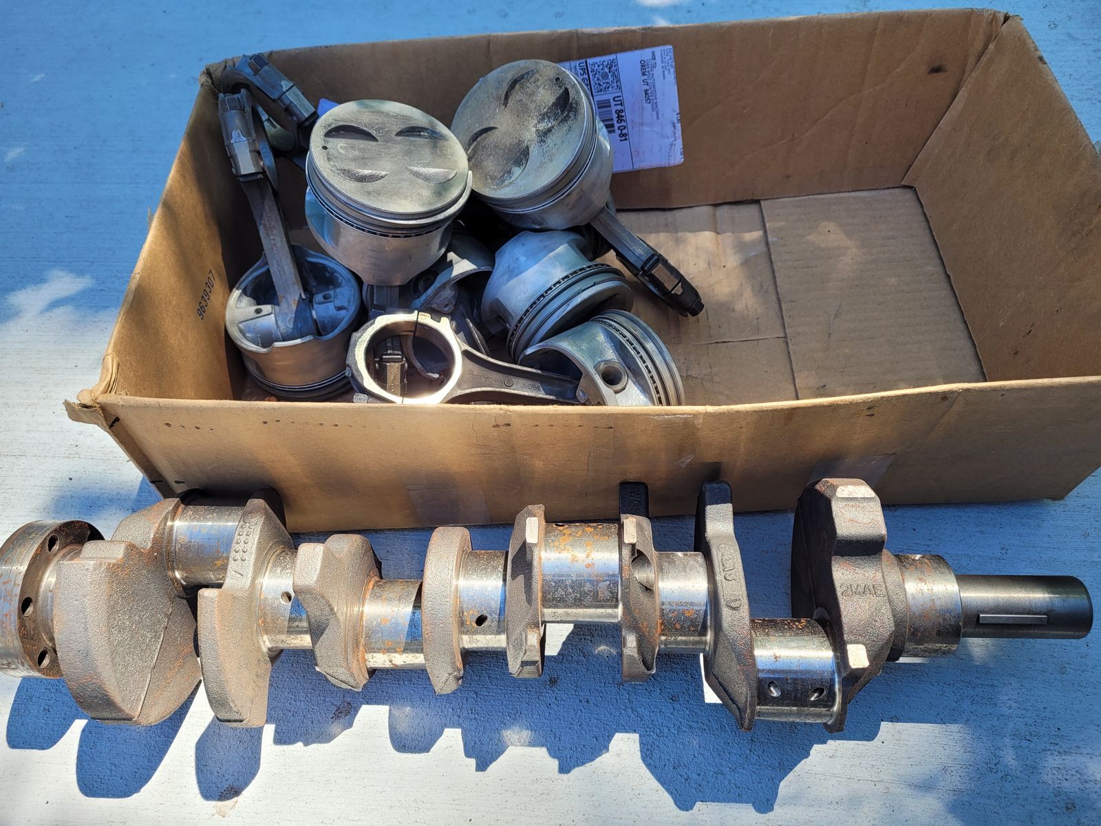 Engine Crankshaft and Piston Rods - Used, Good Condition