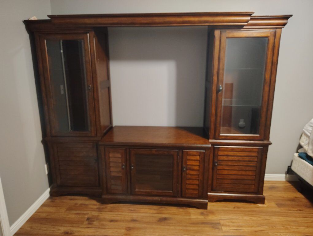 Entertainment stand/Tv stand solid dark wood