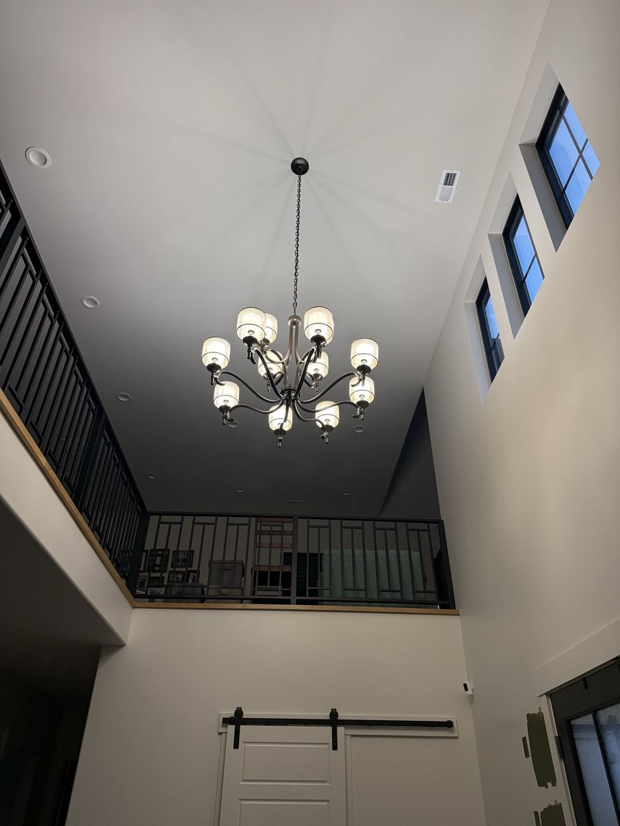Large Foyer Chandelier - Bronze/Black Metal, 40in Diameter, 33in Height