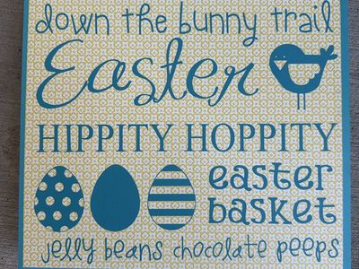 Decorative Wooden Easter Wall Sign with Blue and Yellow Theme