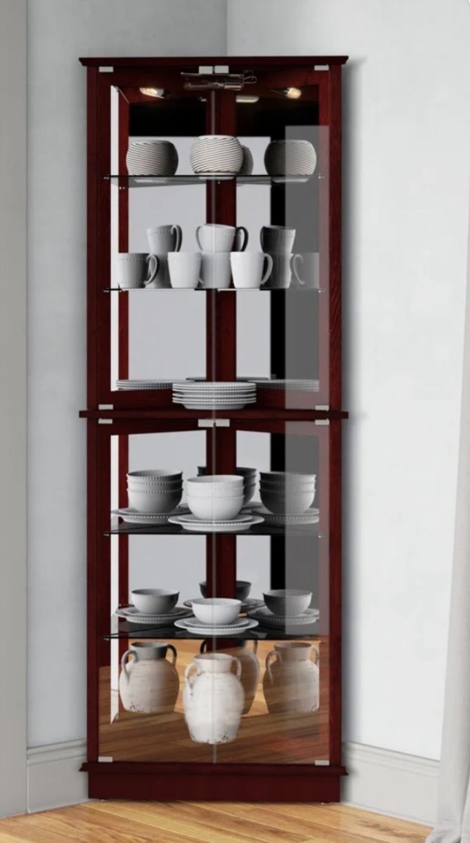 Brand new corner curio cabinet with light 