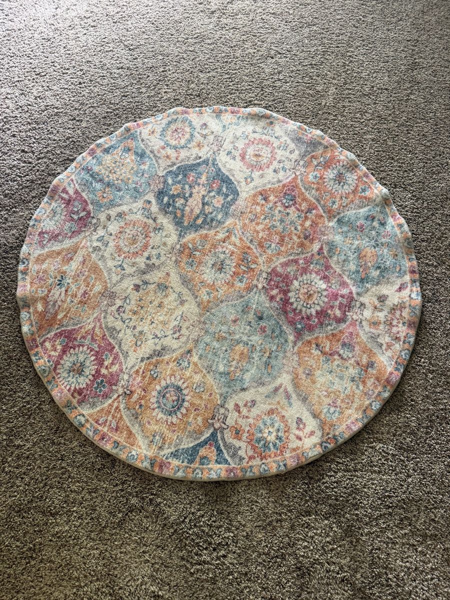 Bohemian Medallion Round Area Rug - Multi-color Pattern