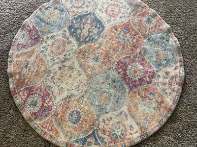 Bohemian Medallion Round Area Rug - Multi-color Pattern