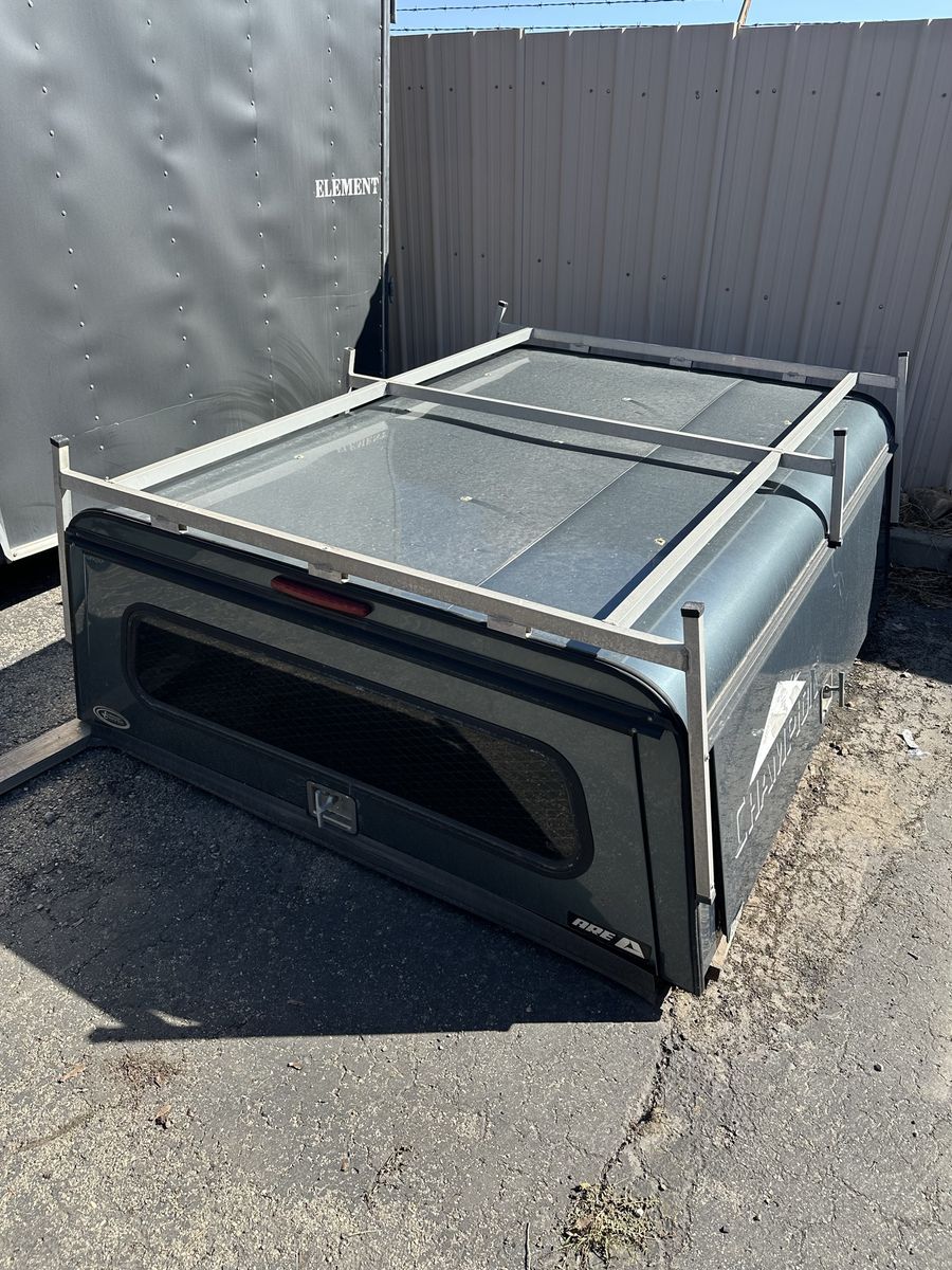 A.R.E. Commercial Truck Cap Topper with Roof Racks and Side Tool Bins