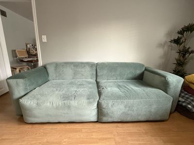HAY Mags low soft sofa in Green Velvet 2.5 seat