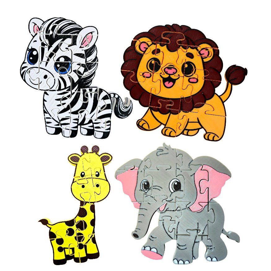 Safari Animal Jigsaw Puzzles Bundle, 4 Puzzles Included!