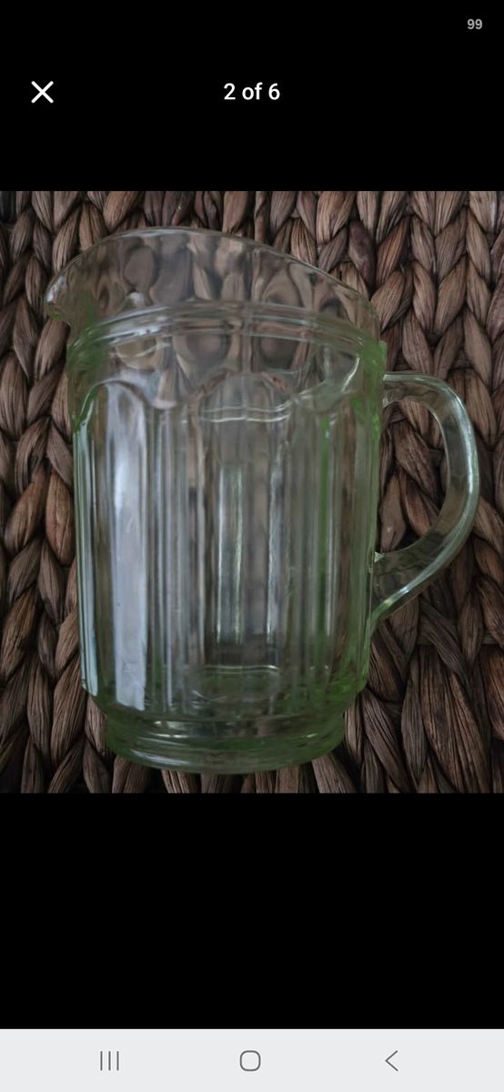 1930s  Hocking Colonial Green Urainium Milk Pitcher and Creamer