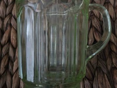 1930s Hocking Colonial Green Urainium Milk Pitcher and Creamer