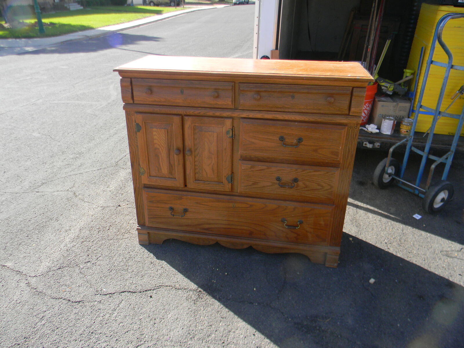 5 drawer dresser with cabinet and nightstand