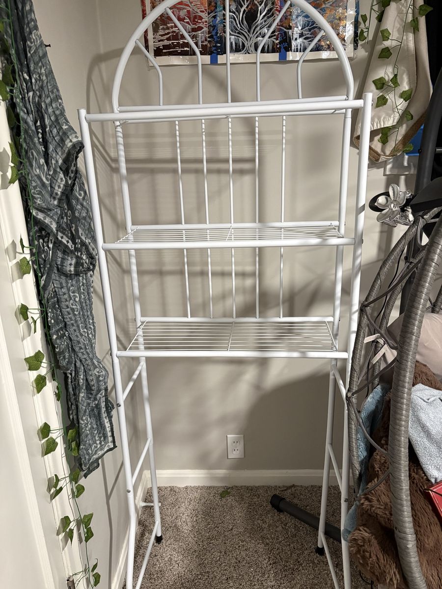 White Metal Over-the-Toilet Storage Rack with 3 Shelves